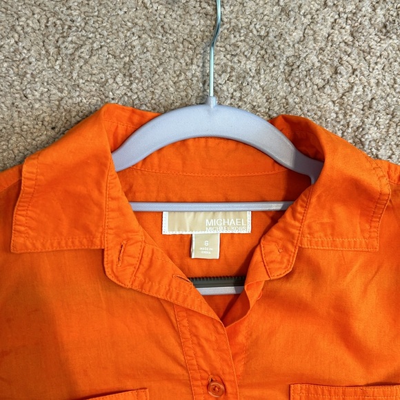 Michael Kors 6 Blouse Orange Button Down - Picture 2 of 7